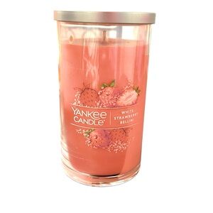 NWT Yankee Candle White Strawberry Bellini Scented Medium Candle
